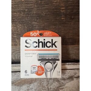 Schick Quattro Titanium Razor Cartridges – 4 Blades – 6 Count (Sealed)